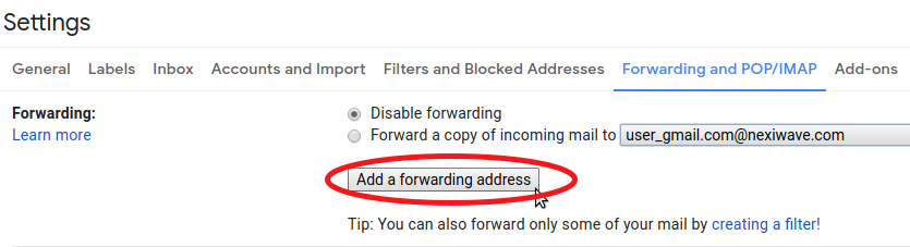 Go to forwarding and add a forwarding address