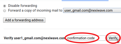 Verify forwarding confirmation code